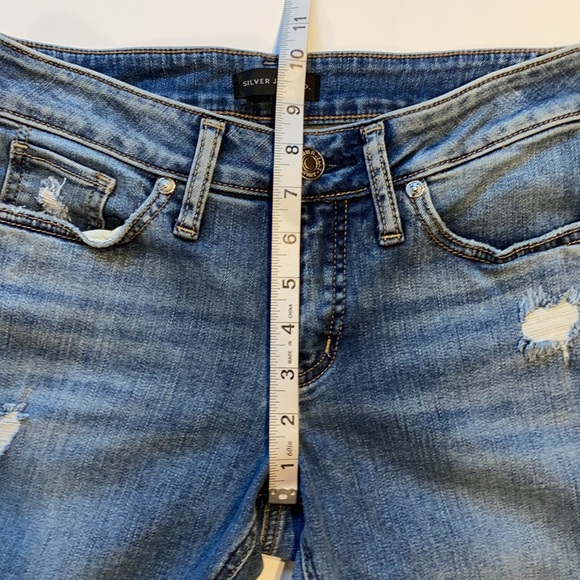 Silver Jeans SZ 26 Length 29 Suki Slim Distressed Denim Blue Jeans D32 - Picture 11 of 14